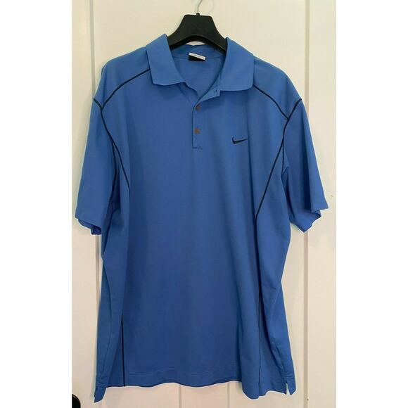 Nike Golf Mens Blue Short Sleeve Polo shirt Dri-Fit 2XL EUC - Picture 1 of 8